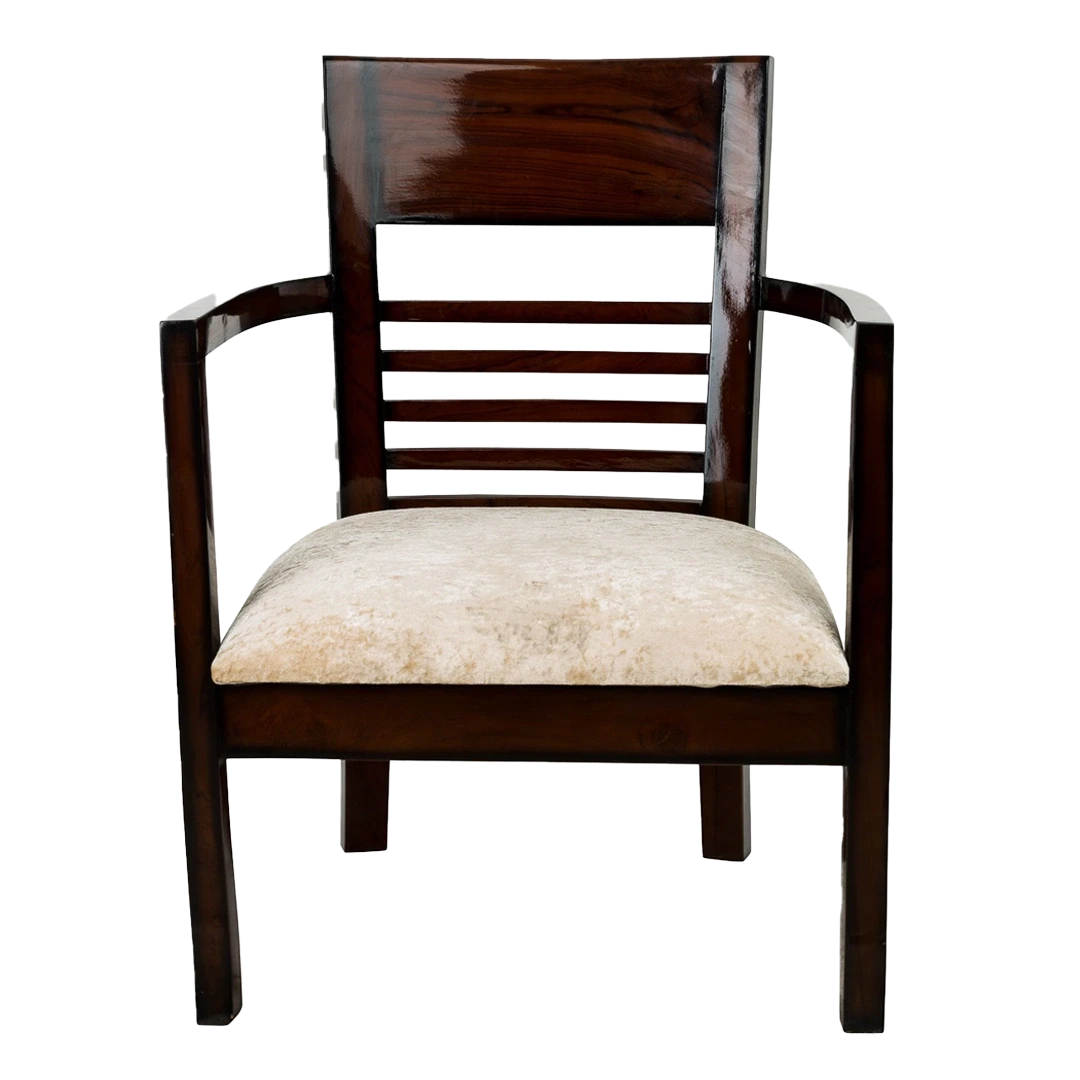 Spring Brown Accent Wooden Arm Chairs in Brown color front view