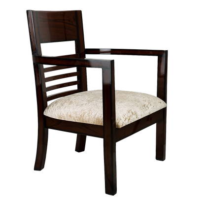 Spring Brown Accent Wooden Arm Chairs in Brown color 45° side view