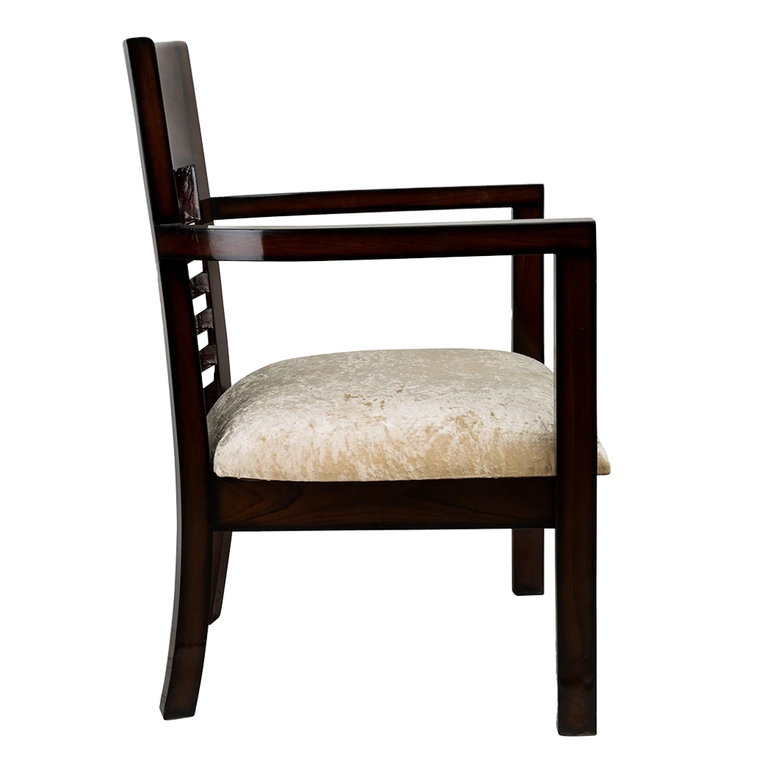 Spring Brown Accent Wooden Arm Chairs in Brown color side view