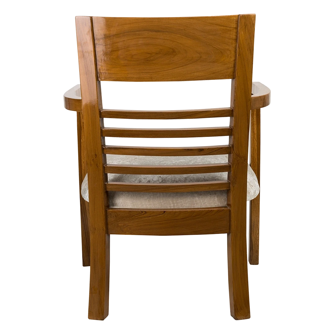 Spring Brown Accent Wooden Arm Chair in Teak color back view