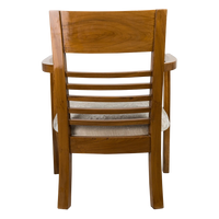 Spring Brown Accent Wooden Arm Chair in Teak color back view