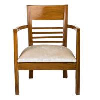 Spring Brown Accent Wooden Arm Chair in Teak color front view