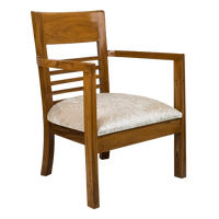 Spring Brown Accent Wooden Arm Chair in Teak color 45° side view