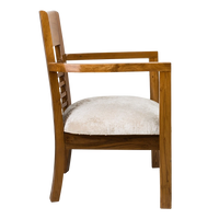 Spring Brown Accent Wooden Arm Chair in Teak color side view