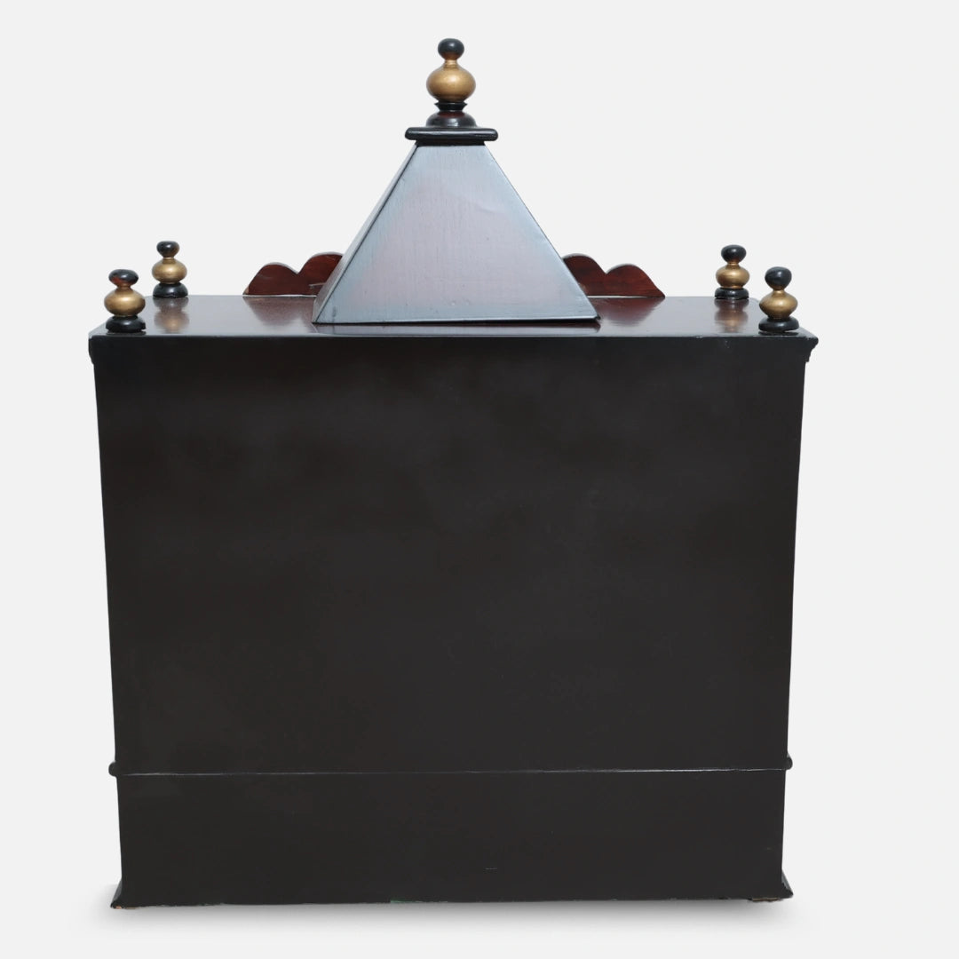 Sreshta Teak Wood Mandir (Brown Gold) back view 