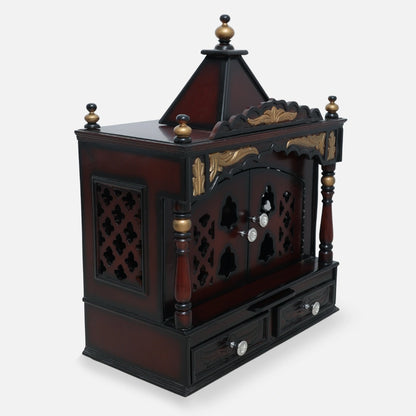 Sreshta Teak Wood Mandir (Brown Gold)side angle 