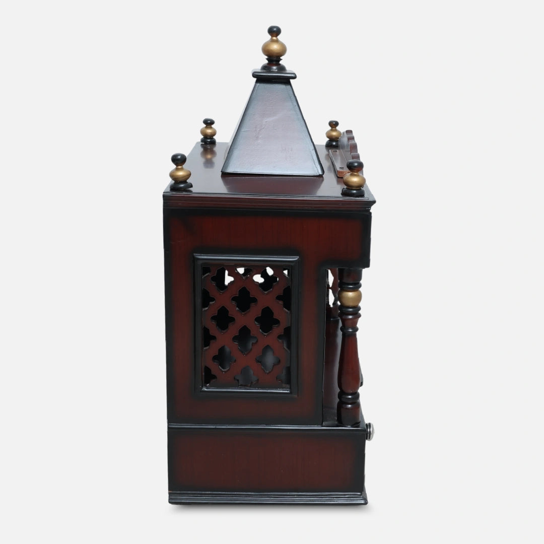 Sreshta Teak Wood Mandir (Brown Gold) side view 