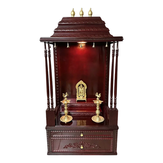 SriManohar Teak Wood Mandap (Cherry) Front view