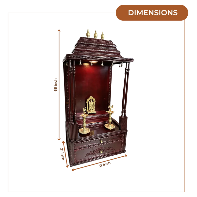 SriManohar Teak Wood Mandap (Cherry) dimensions