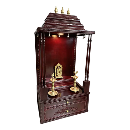 SriManohar Teak Wood Mandap (Cherry) side angle