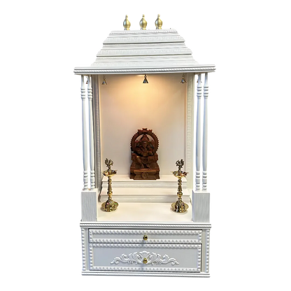 SriManohar Teak Wood Mandap (White) Front view