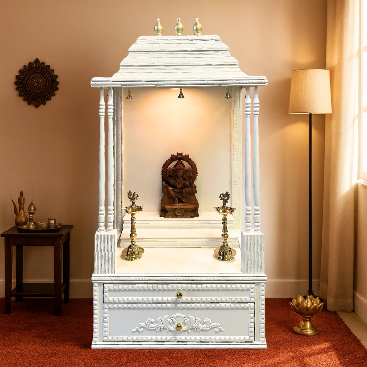 SriManohar Teak Wood Mandap (White) lifestyle view