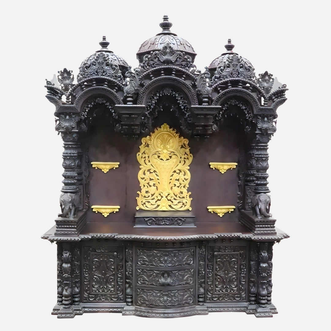 Srikalahasti Teak Wood Mandap (Cherry) front view