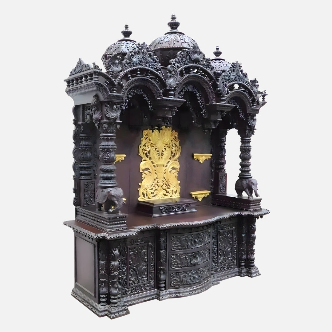 Srikalahasti Teak Wood Mandap (Cherry)side angle