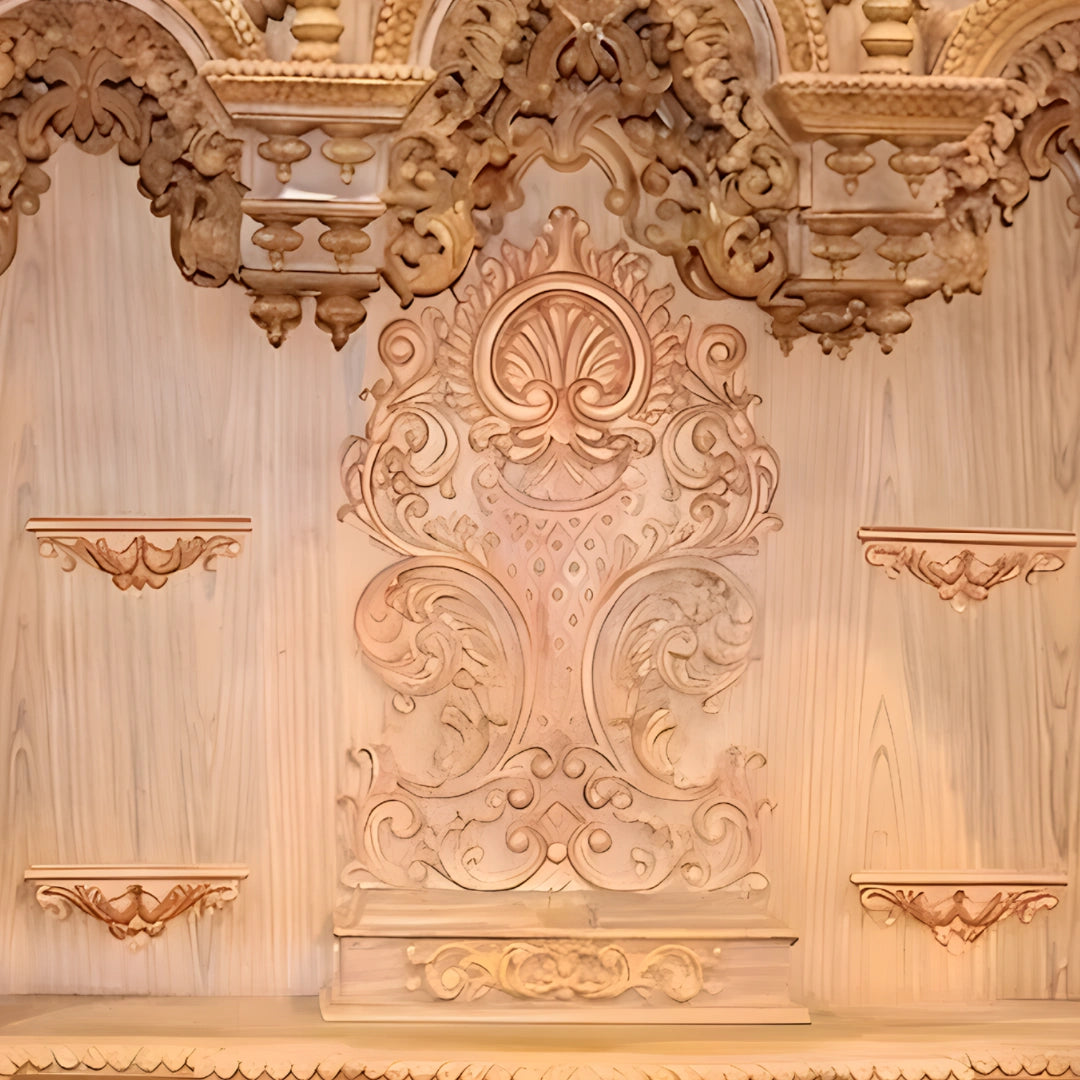 Srikalahasti Teak Wood Mandap (Teak)back pannel