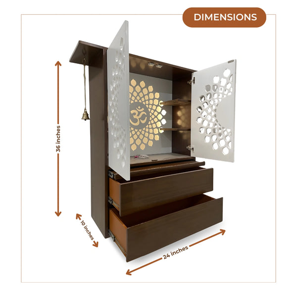 Sristhala Teak Wood Mandir (Brown White) dimensions