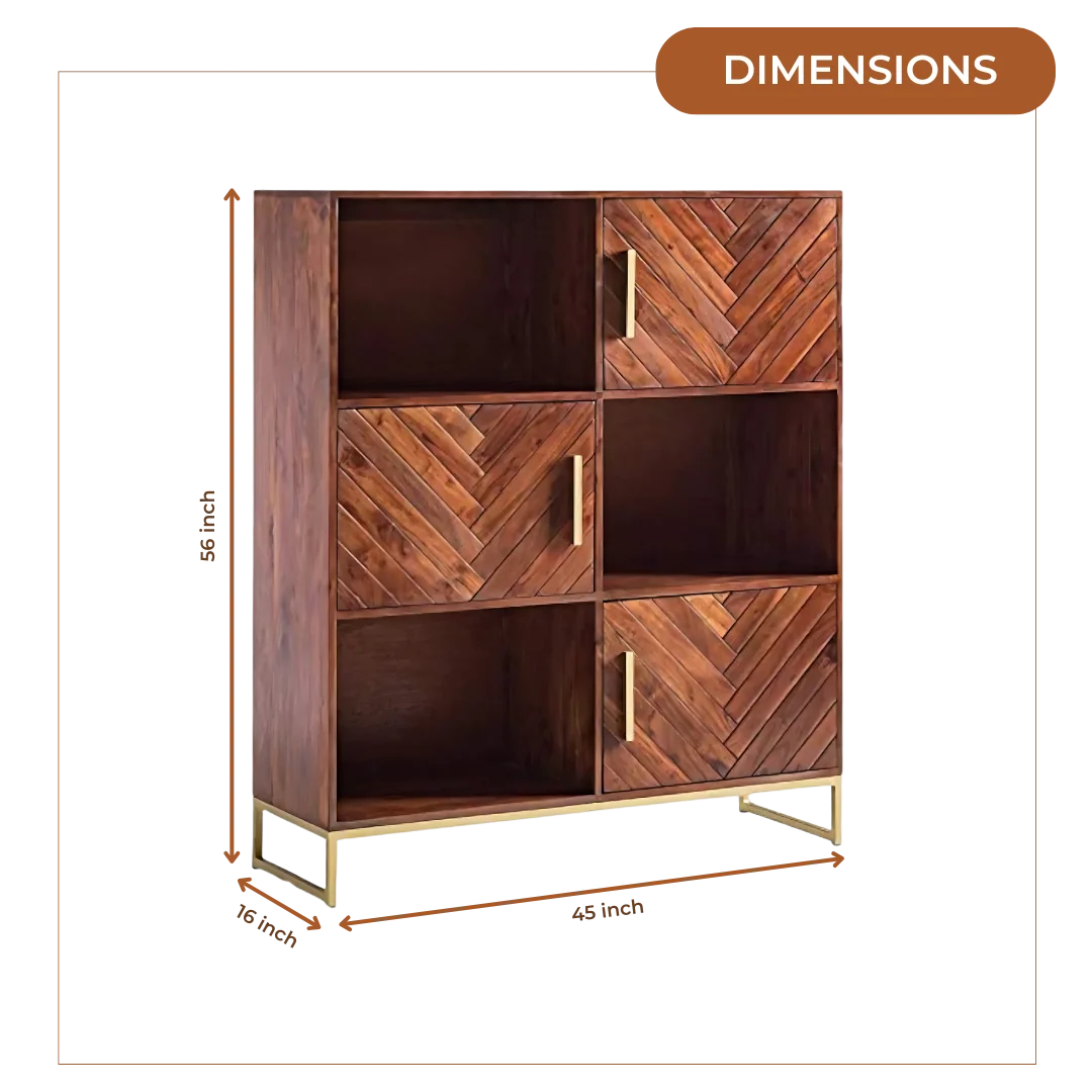 Stacksy Wood Book Shelf (Teak) dimensions