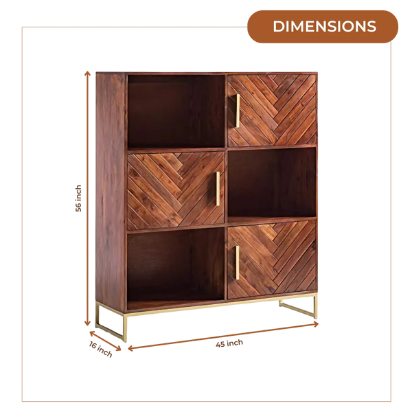 Stacksy Wood Book Shelf (Teak) dimensions