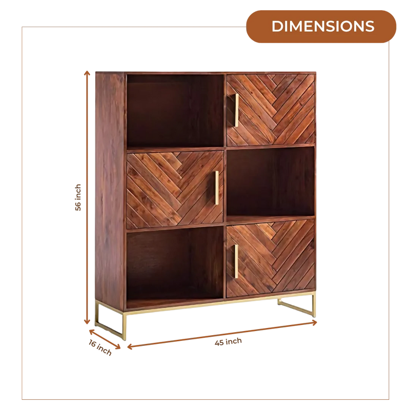 Stacksy Wood Book Shelf (Teak) dimensions