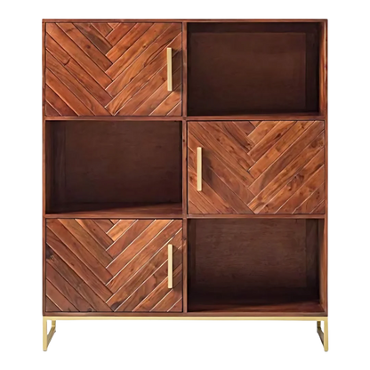 Stacksy Wood Book Shelf (Teak) front view