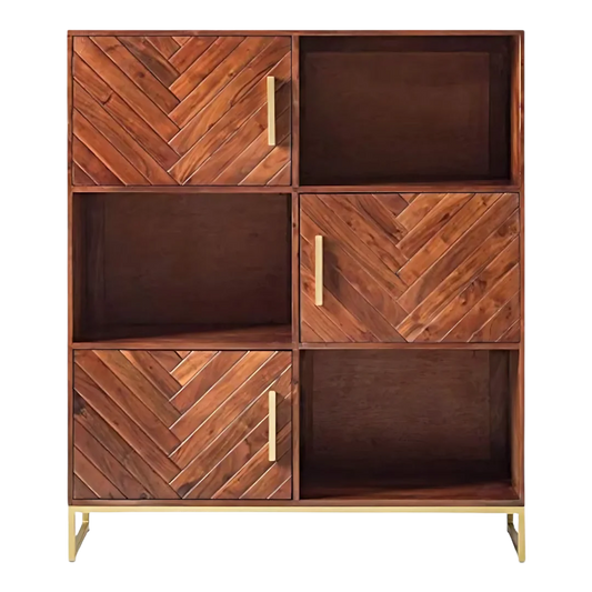 Stacksy Wood Book Shelf (Teak) front view