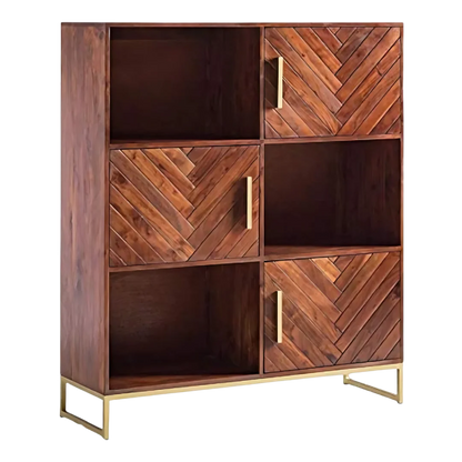 Stacksy Wood Book Shelf (Teak) side view