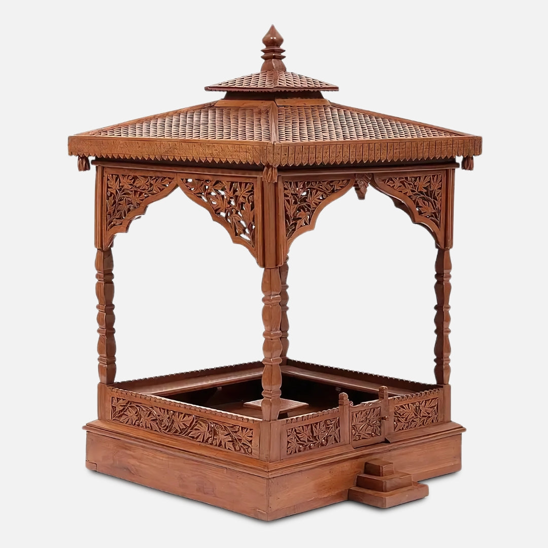 Subhaga Teak Wood Mandir (Teak) side angle 