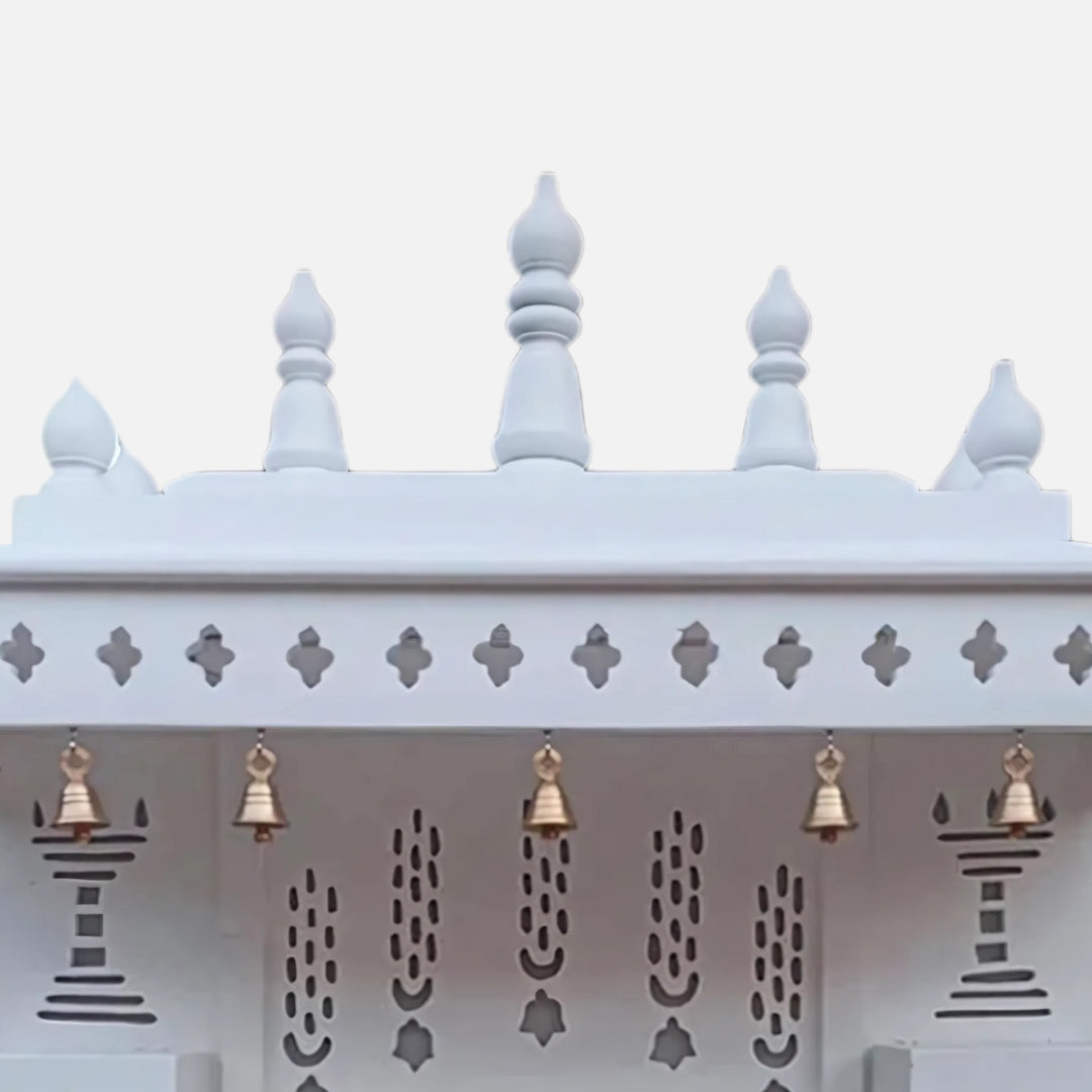 Subramanya Teak Wood Mandir (White) close view