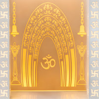Suchiraa Wooden Corian Mandir (White) close  view 