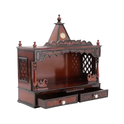 SukhatMan Large Wall Mount Pooja Mandir without Door (Brown)