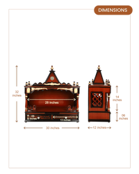 SukhatMan Large Wall Mount Pooja Mandir without Door (Brown Gold) dimensions