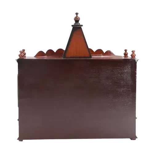 SukhatMan Large Wall Mount Pooja Mandir/Wooden temple in Brown Color Back View