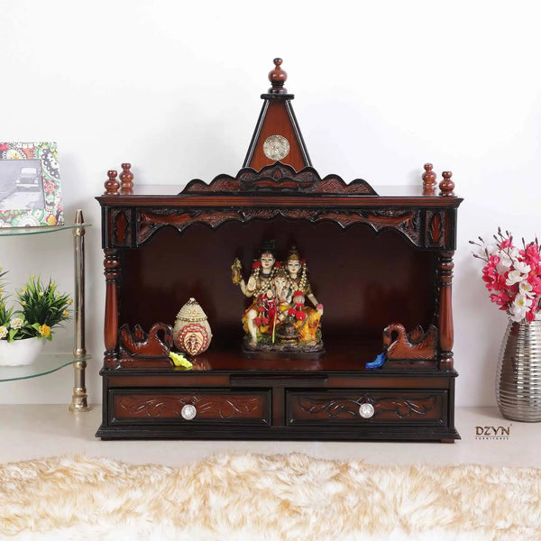 SukhatMan Large Wall Mount Pooja Mandir without Door (Brown)