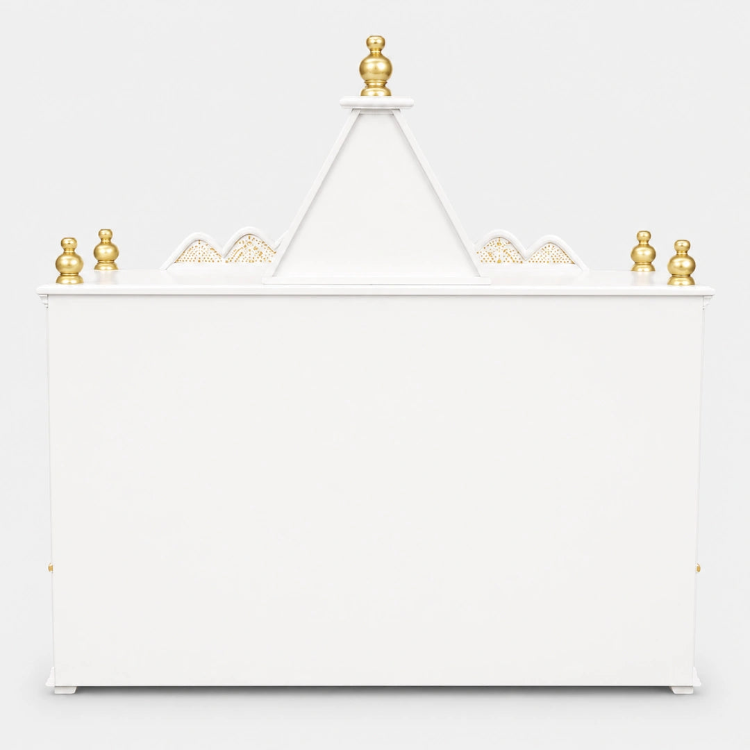 SukhatMan Large Wall Mount Pooja Mandir without Door (White Gold) Back View