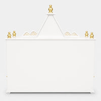 SukhatMan Large Wall Mount Pooja Mandir without Door (White Gold) Back View