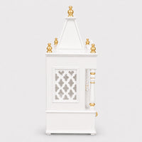 SukhatMan Large Wall Mount Pooja Mandir without Door (White Gold) Side View