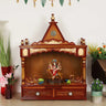 SukhatMan Medium Wall Mount Pooja Mandir without Door (Teak Gold)
