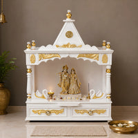 SukhatMan Medium Wall Mount Pooja Mandir without Door (White Gold) Lifestyle image