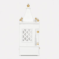 SukhatMan Medium Wall Mount Pooja Mandir without Door (White Gold) Side Angle Image