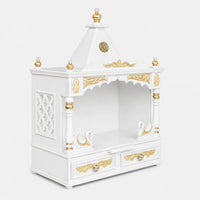 SukhatMan Medium Wall Mount Pooja Mandir without Door (White Gold) Side Image