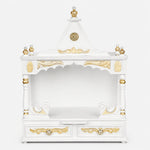 SukhatMan Medium Wall Mount Pooja Mandir without Door White Gold