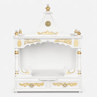 SukhatMan Medium Wall Mount Pooja Mandir without Door (White Gold) Front image