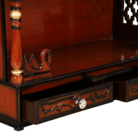 SukhatMan Large Wall Mount Pooja Mandir/Wooden temple for home in Brown Gold color zoom view