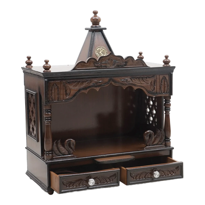 SukhatMan Medium Wall Mount Pooja Mandir without Door (Brown)