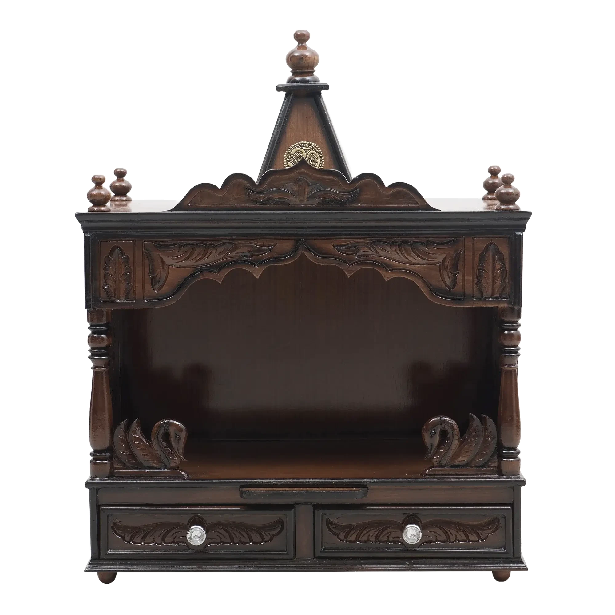 SukhatMan Medium Wall Mount Pooja Mandir without Door (Brown)