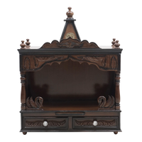 SukhatMan Medium Wall Mount Pooja Mandir/Wooden temple for home in brown color