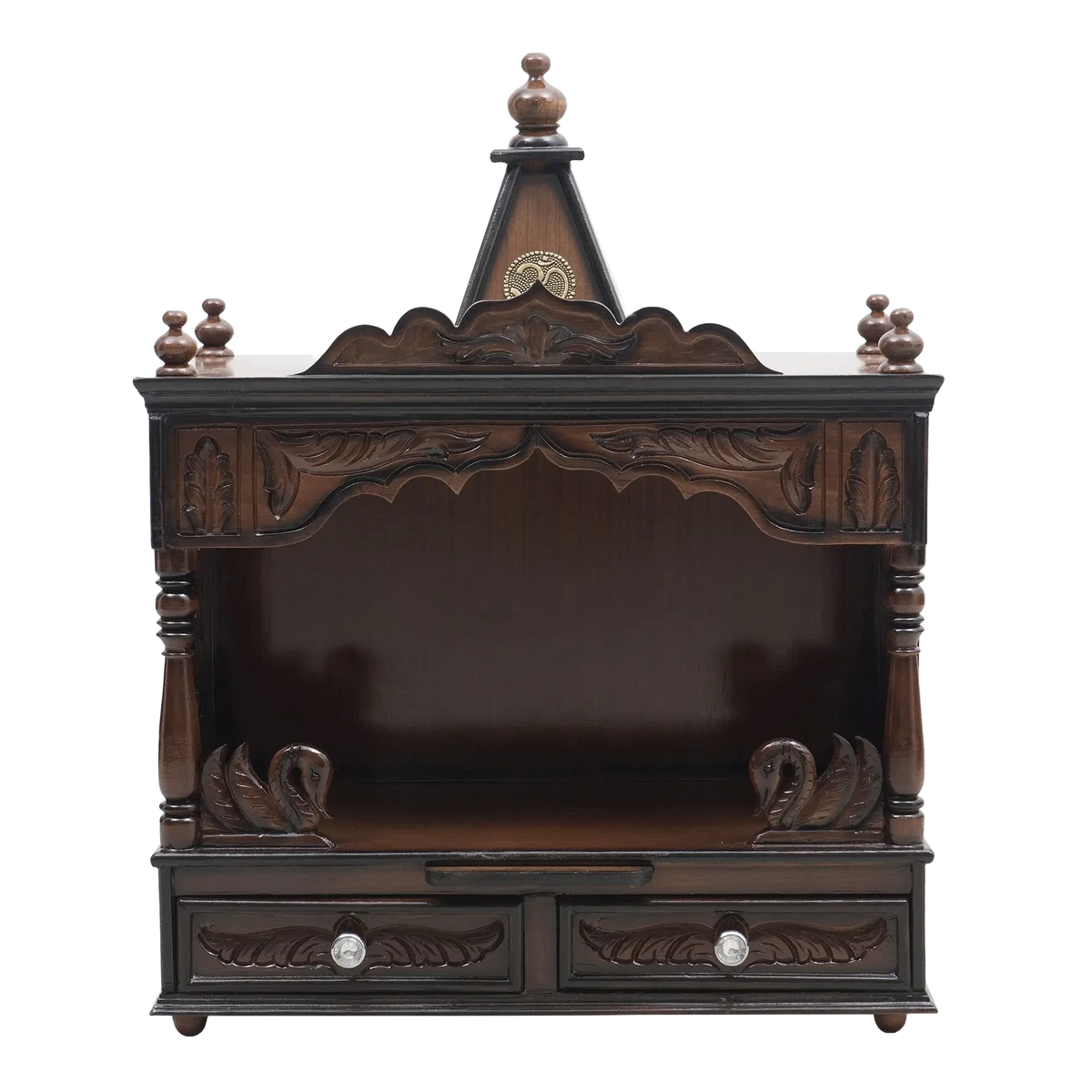 SukhatMan Medium Wall Mount Pooja Mandir/Wooden temple for home in brown color