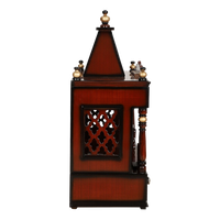 SukhatMan Medium Wall Mount Pooja Mandir/Wooden temple for home in Brown Gold color side view featuring jali design and Pillars