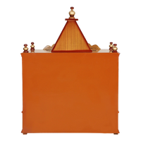 SukhatMan Medium Wall Mount Pooja Mandir/Wooden temple for home in Teak Gold color back view