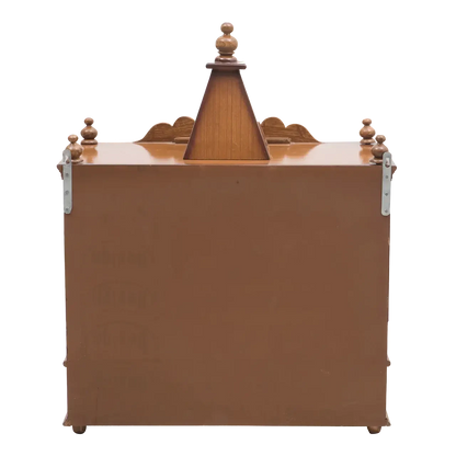 SukhatMan Medium Wall Mount Pooja Mandir/Wooden temple in Teak Color Back View